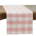 Saro 16 x 108 in. Cotton & Poly Blend Buffalo Plaid Oblong Runner, Pink 5026.P16108B